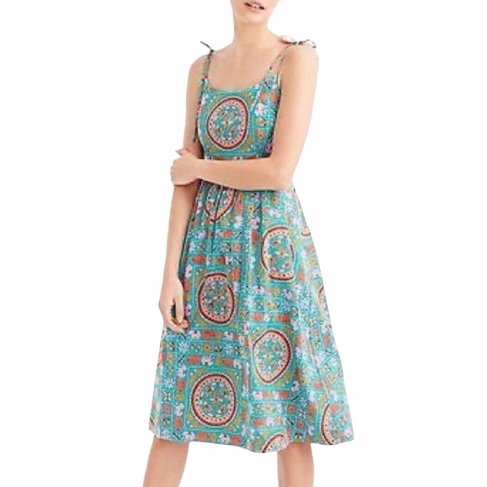 NWT J. Crew Women's Elephant 🐘 Patterned Summer Dress, Size 14